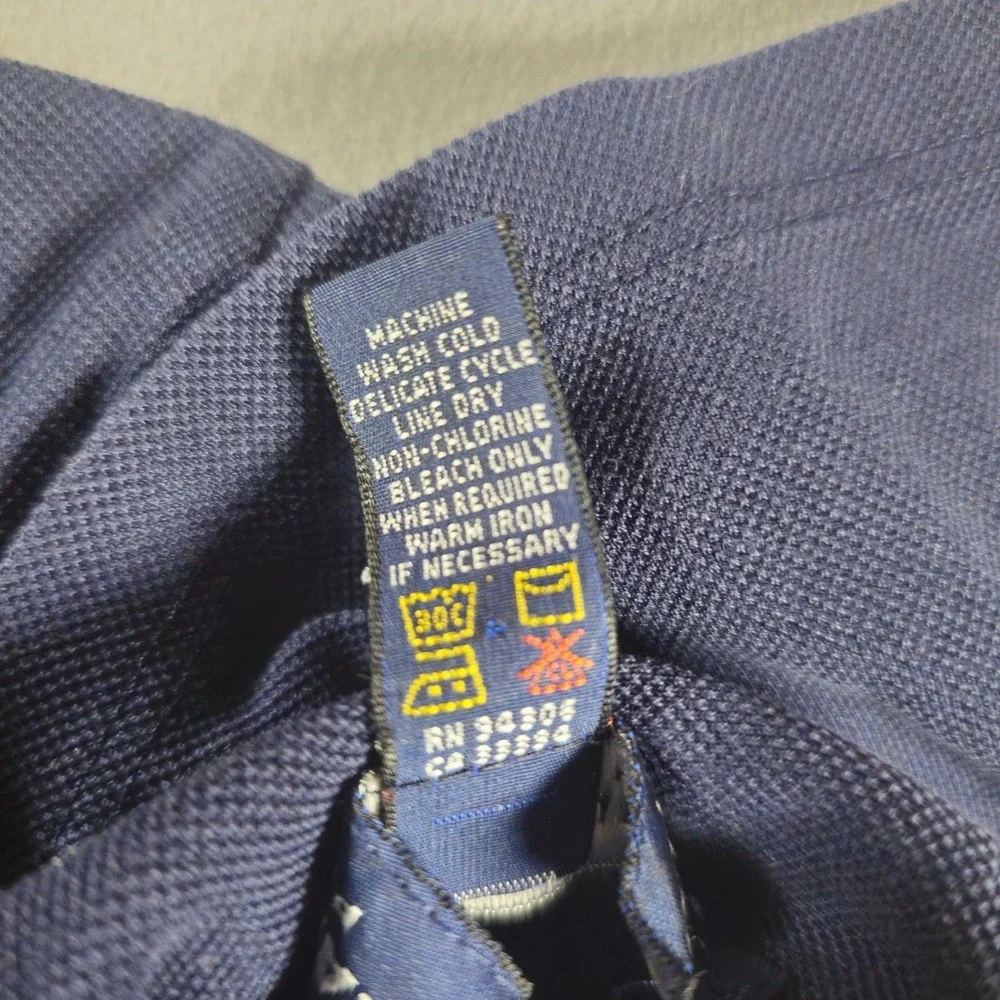 Ralph Lauren Polo Golf Shirt Women's XL Navy Blue Short Sleeve USA Made Cotton